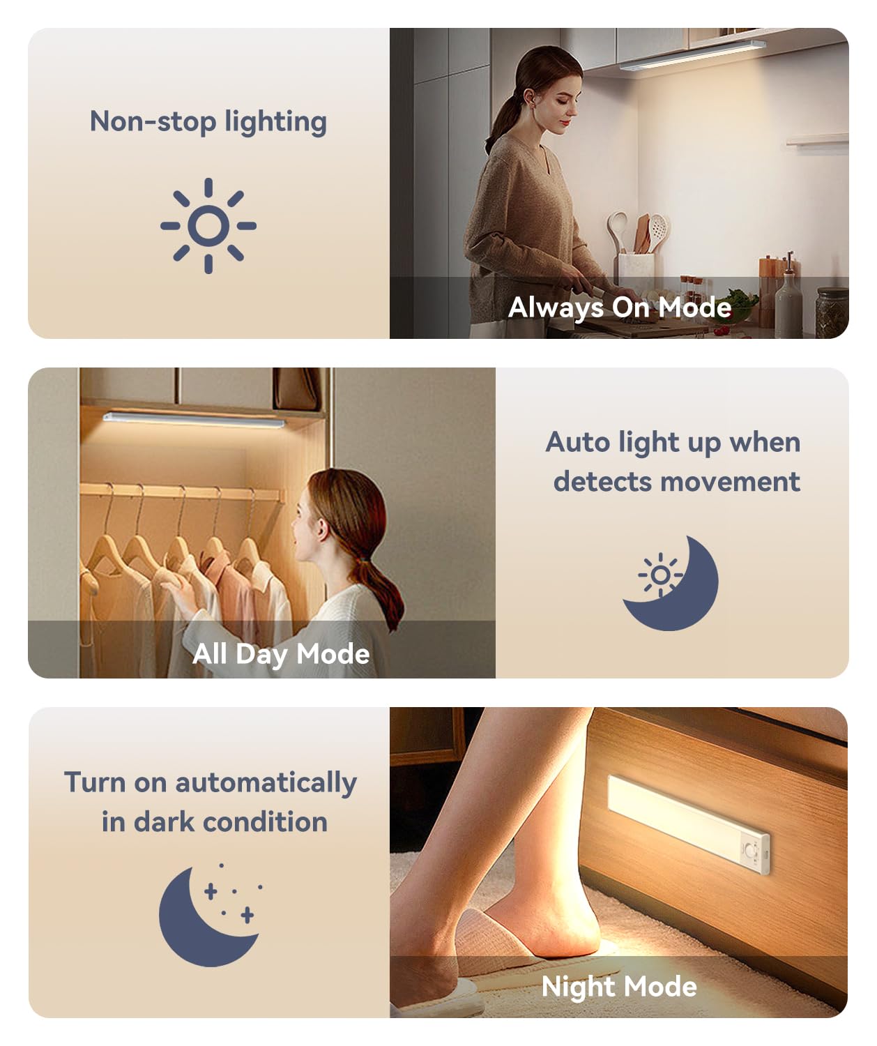 DiDiSky Under Cabinet Lighting, LED Motion Sensor Light, 13 inch, Rechargeable, Warm Light, Model GLS-C001, 2-Pack
