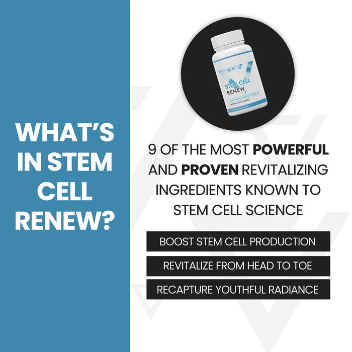 Stem Cell Renew | Boost Your Natural Supply of Stem Cells to Strengthen Mental Sharpness, Help Slow Signs of Aging and Restore Youthful Energy - Created by NASA Scientist | 1-Month Supply (60 count)