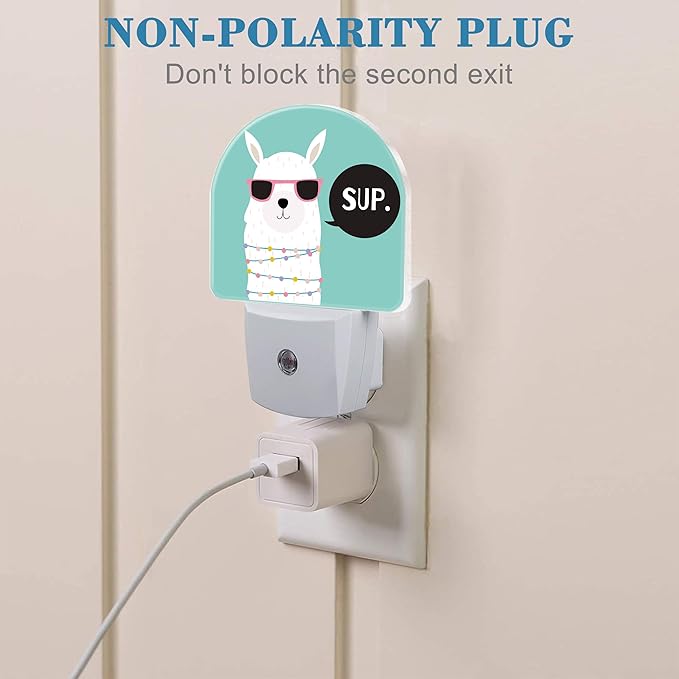 Night Light for Kids Girls Boys, Cute White Llama LED Night Light Plug into Wall with Dusk to Dawn Sensor for Room Decor, Hallway, Kitchen, Bathroom, Nursery, Stairs