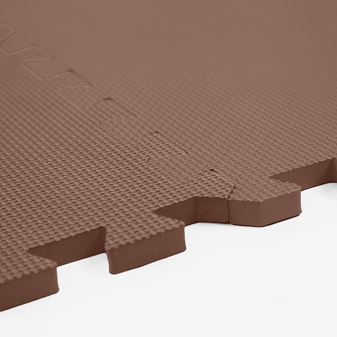 Flooring Inc's 1/2" Soft Non-Toxic Baby Play Mat, Toddler Playmat, Colorful Puzzle PlayMat, Floor Mats for Kids & Babies, EVA Foam Interlocking Tiles for Nursery & Playroom | Brown, 12 Tiles, 48 Sq/Ft
