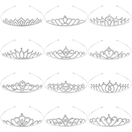 COODHI 12PCS Tiaras Silver Metal Sparkly Glitter Rhinestone Crown Headbands Wedding Prom Birthday Party Princess Hair Tiar...