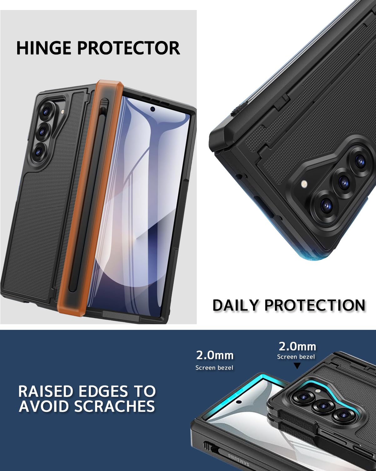 Ninki For Samsung Galaxy Z Fold 7 Case With S Pen Holder And Invisible Kickstand & Stylus,Full Body Built-In Screen Protector Hi