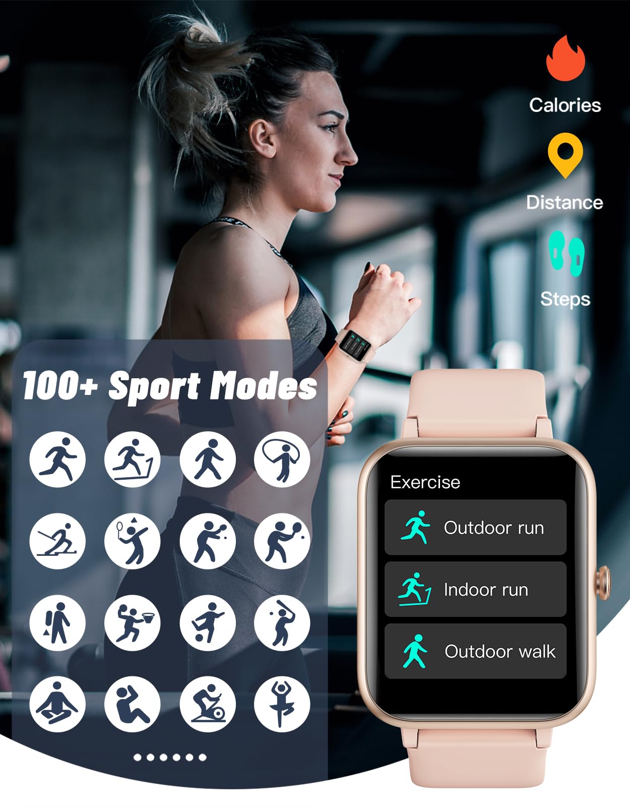 Grv Smart Watch For Ios And Android Phones (Answer/Make Calls), Watches For Women Ip68 Waterproof Smartwatch Fitness Tracker Wat