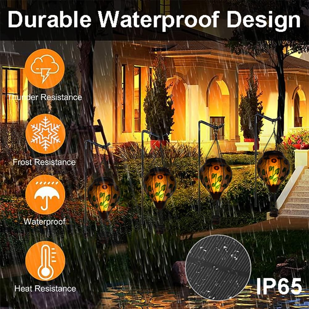 teyigarden Hot Air Balloon Solar Lantern, 18in H, Glass, Waterproof, Sunflower, Model SL-6069082027