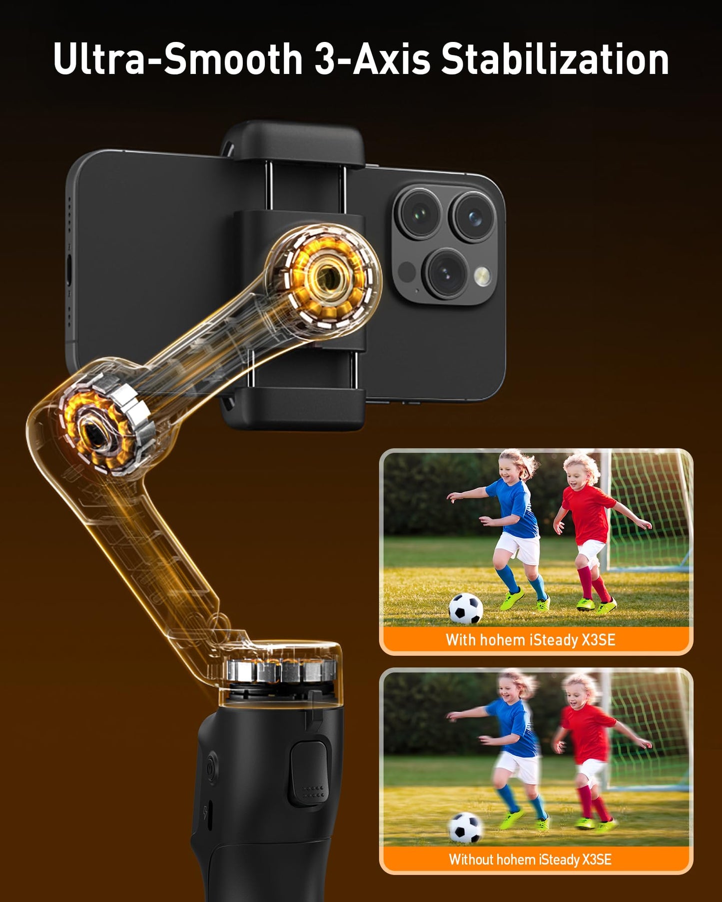 Hohem Isteady X3 Se Gimbal Stabilizer For Iphone, Phone Stabilizer With Detachable Remote Control, Portable Foldable 3-Axis Phon