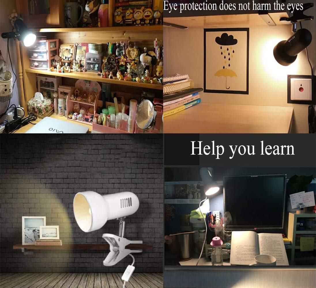 Sun-Rising Clip Lamp, 360° Rotation, Metal, 6inx4.53inx6.8in, Black, Model SUN-18560019, Portable Book Reading Light