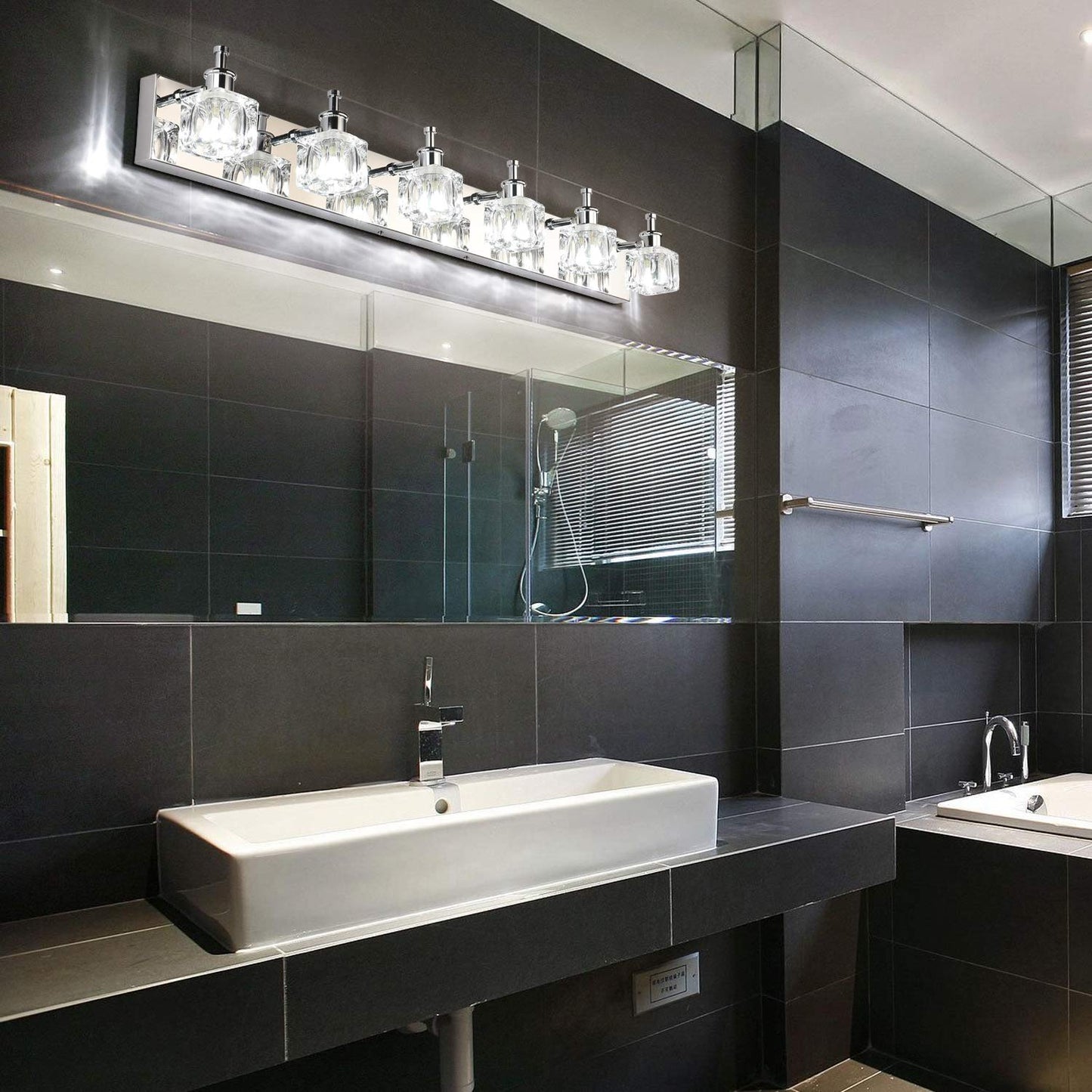 Presde Modern 6-Lights Led Vanity Light For Bathroom, Chrome Finish, Model Hu-Xi-201, Excludes Bulb