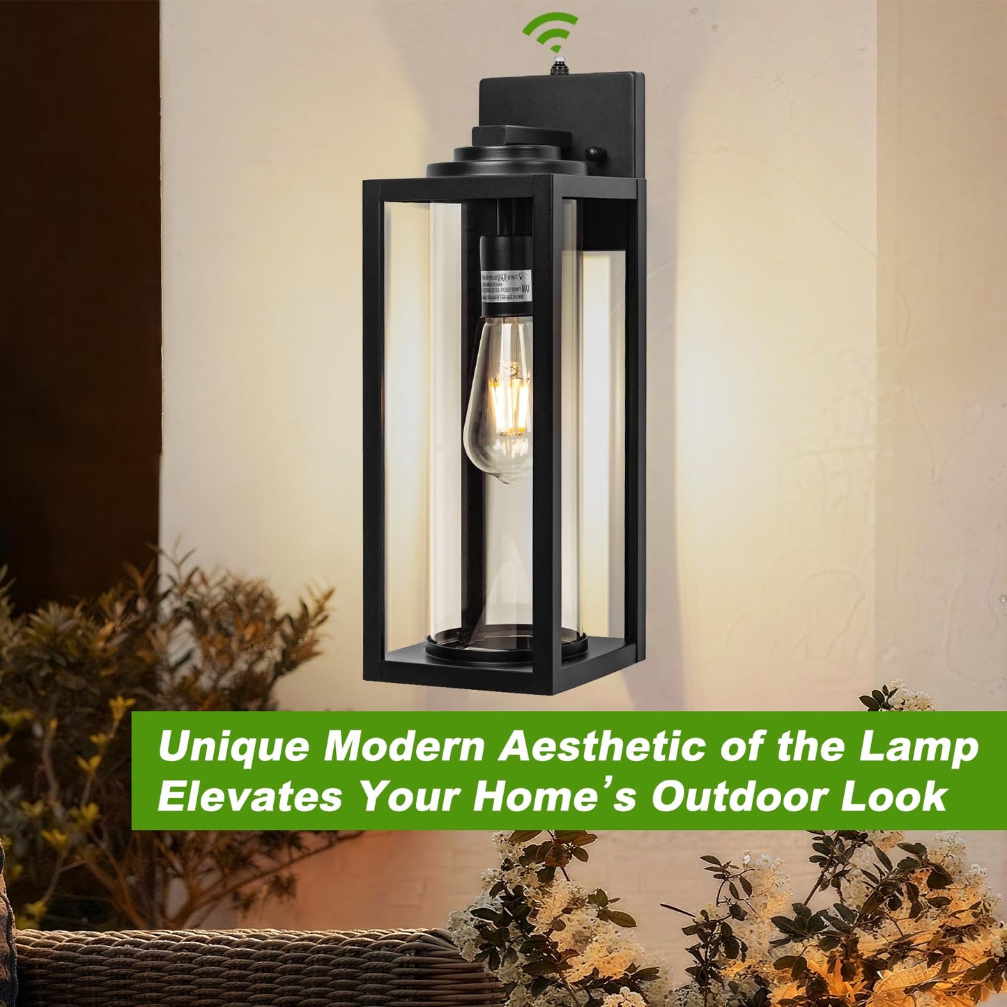 Filiyano 20Inch Dusk To Dawn Outdoor Wall Light Fixtures - 2 Packs Large Exterior Waterproof Lighting  Modern Porch Sconces Wall Mounted Lighting  Industrial Black Outside Lantern For Front Door