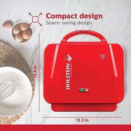 Holstein Housewares 35-Count Cake Pop Maker with Non-Stick Plates & Indicator Lights – Bakes 35 Sweet or Savory Pops Fast, Perfect for Birthday Treats & Holiday Party Snacks, Red
