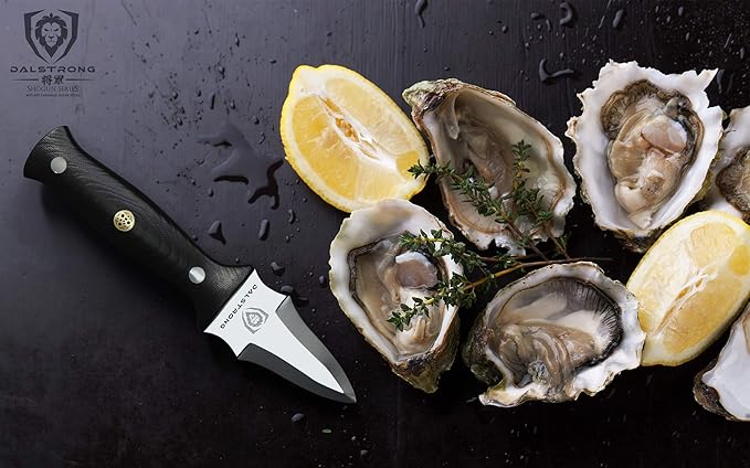 Dalstrong Professional Oyster Knife - 3.5 inch - Shogun Series Elite - Clam and Shellfish Shucking Knife - Japanese AUS-10V Super Steel - G10 Handle - Cooking Fish Kitchen Knife - Sheath Included