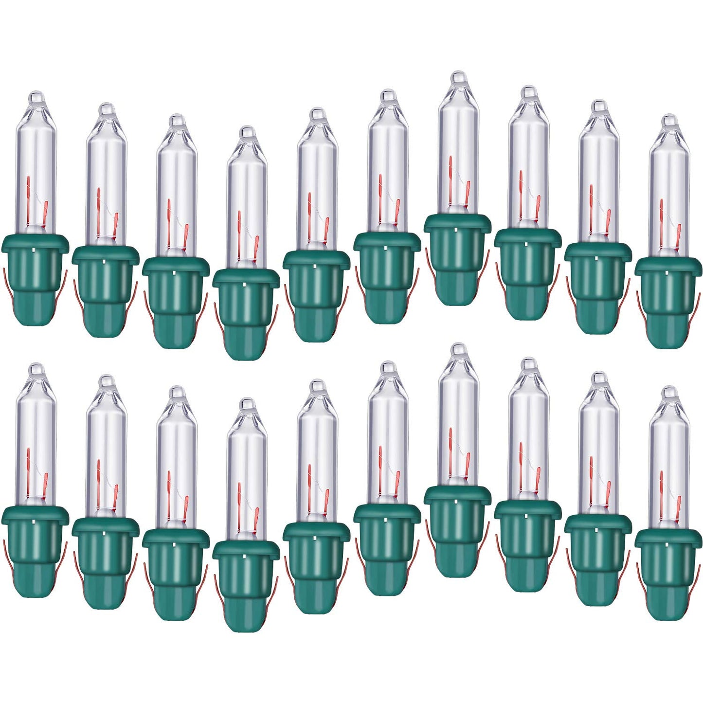 Mudder Christmas Mini Light Bulbs, 2.5V Incandescent, Clear Glass, Green Base, 0.17A, 0.425W - 400 Count