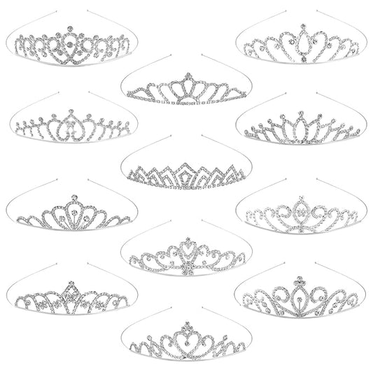 TOBATOBA 12Pcs Tiaras for Women Girls Sparkling Rhinestone Princess Tiaras Pack Crowns for Women Girls Bluk for Birthday P...