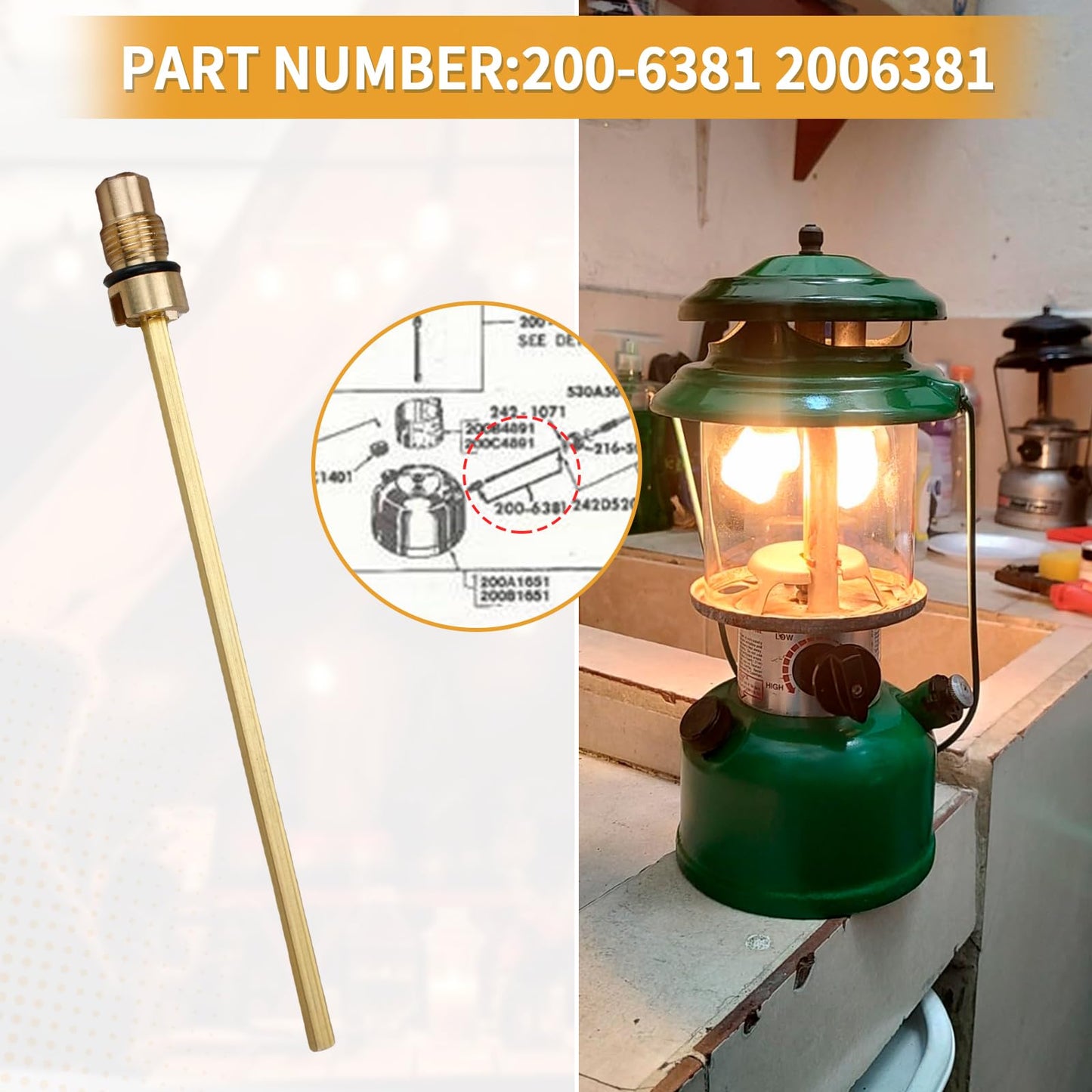 FATCANMA Check Valve & Air Stem Assembly for Coleman Gas Lanterns, Brass