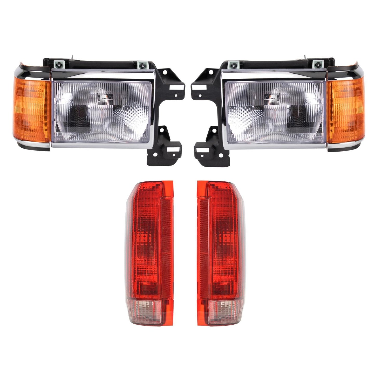 Trq Headlight & Taillight Lighting Kit Driver & Passenger Side Fits Ford 90 Bronco (From Prod Date 11/1/89) 91 Bronco 90 F-150 W/Styleside Bed (From Prod Date 11/1/89) 91 F-150 With Styleside Bed