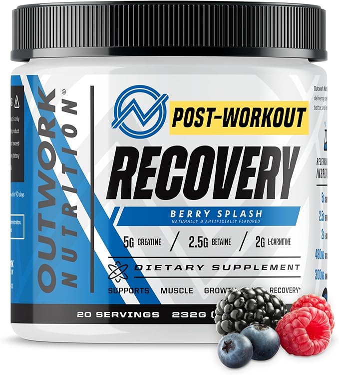 Outwork Nutrition Post Workout Recovery Powder - Creatine Monohydrate, KSM-66 Ashwagandha & Tart Cherry - Speeds Recovery,...