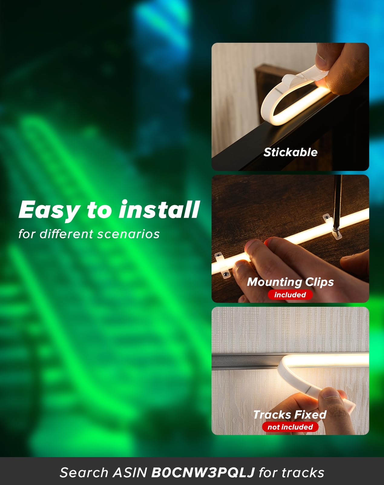 Shine Decor Cob Led Rope Light Ac 120V  800Lm Ultra Bright  Ip65 Waterproof Cold-Resistant Etl Neon Strip  No Driver Tape Lighting For Home Commercial 10X4.5Mm  Green  16.4Ft