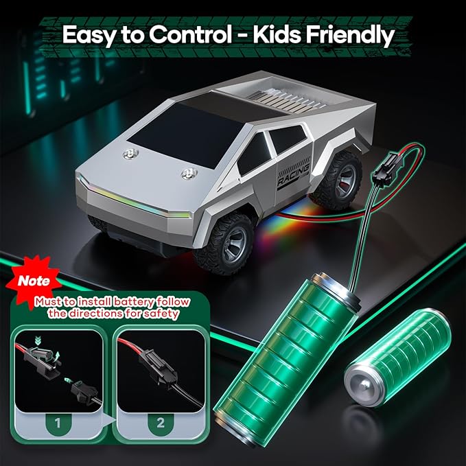 Remote Control Car RC Trucks - 2WD RC Truck Toy RC Cars for All Terrain, 1/24 Scale Pick-up Hobby Monster Truck Toys 2.4GHz Off-Road Vehicles Kids Gifts for Boys/Girls Age 3+, Silver