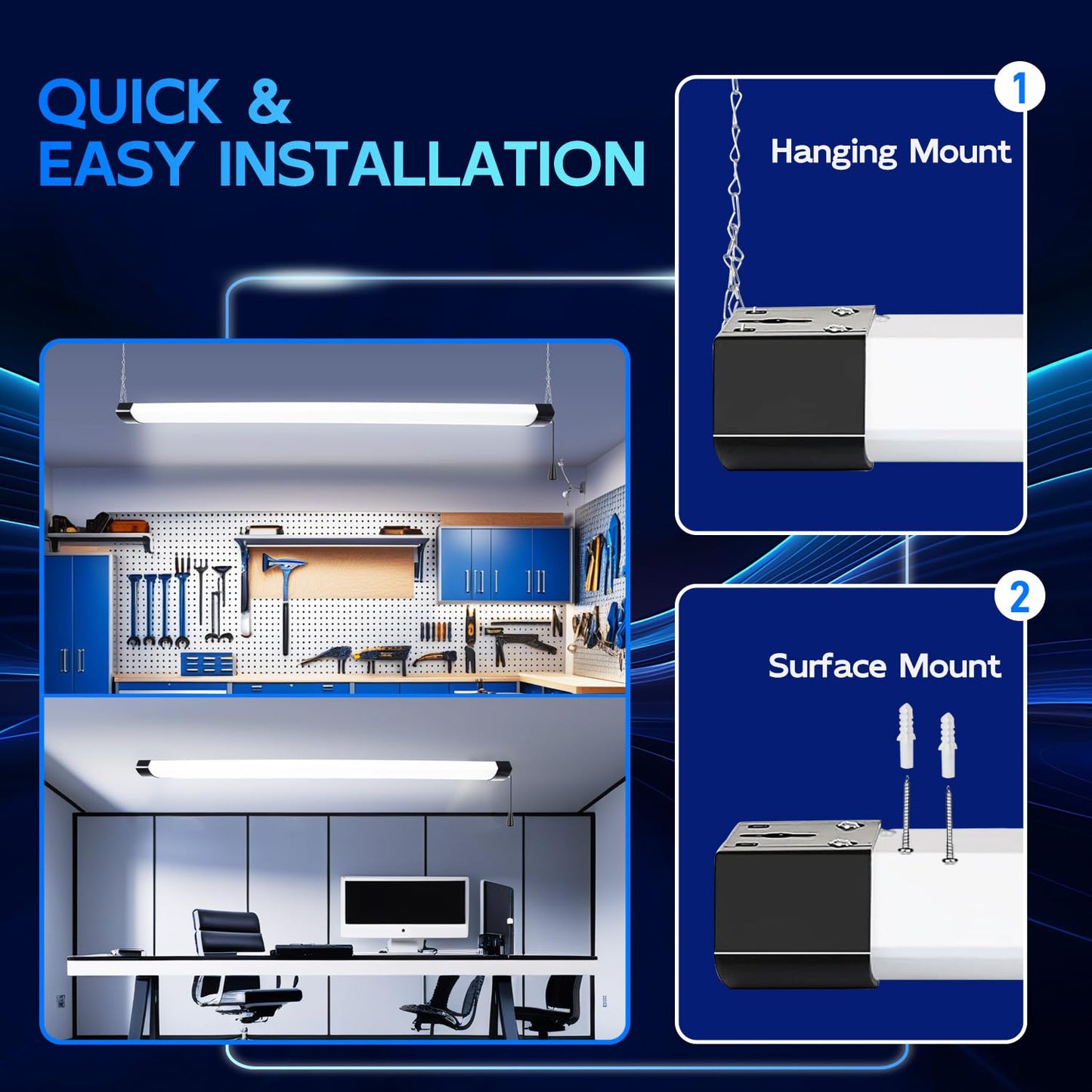 hykolity LED Shop Light 4FT 70W 8000lm 5000K Linkable Black Metal Model HBSP-YHZS-B5000