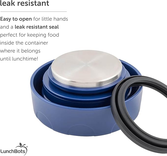 LunchBots 16oz thermos Stainless Steel Wide Mouth - Insulated thermos With Vented Lid - Keeps Food Hot or Cold for Hours - Leak-Proof Portable Thermal Food Jar is Ideal for Soup - 16 ounce - Navy