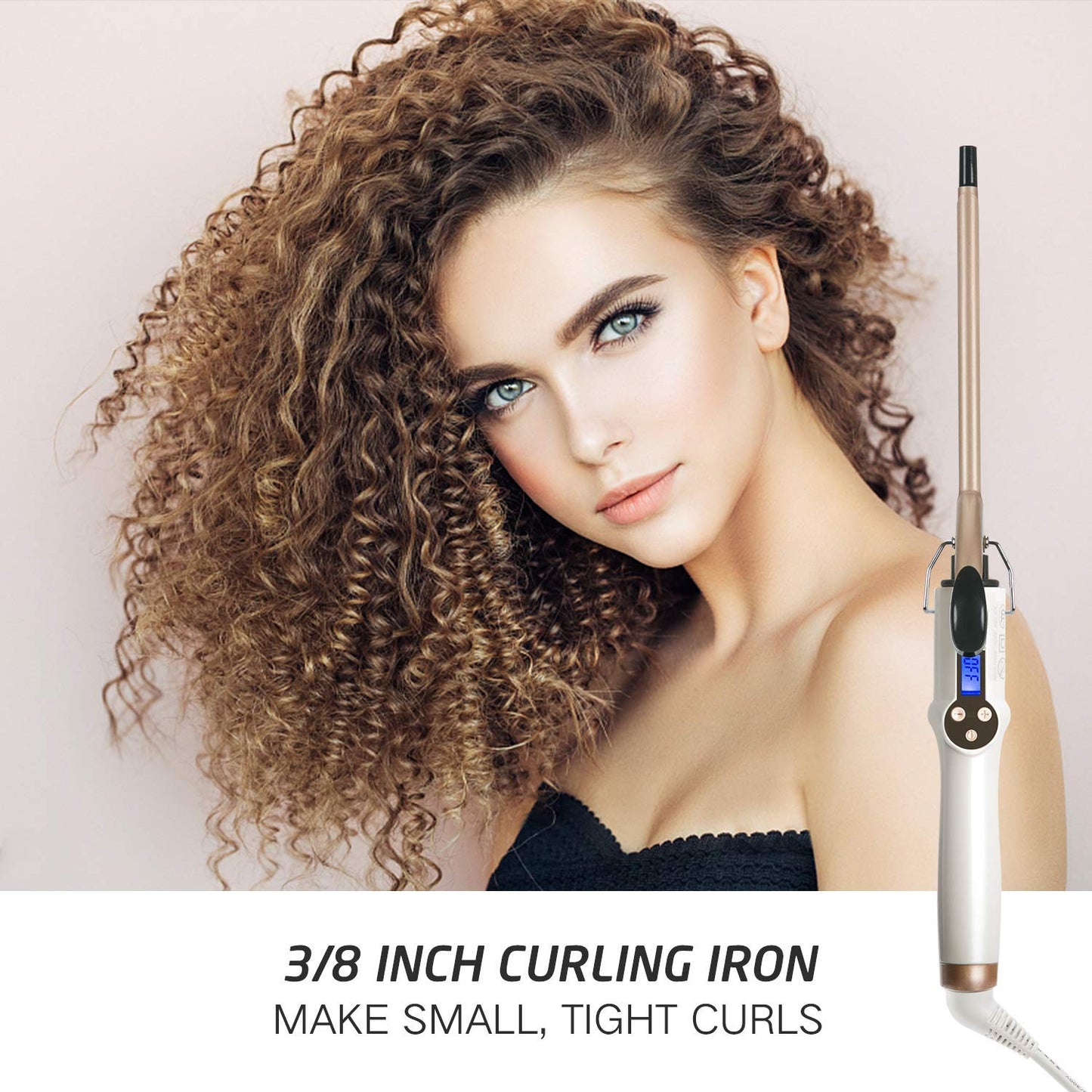 9mm Curling Iron Professional, 3/8 Inch Ceramic Tourmaline Curl Wand Barrel, Hair Curler Iron for Long & Short Hair,Glove Includ
