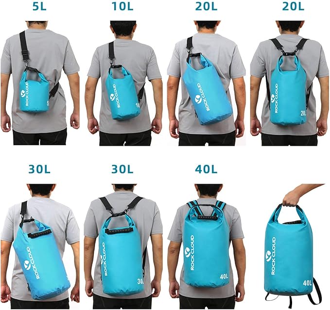 ROCK CLOUD Dry Bag Waterproof 10L Dry Sack for Kayaking Rafting Boating Beach Surfing Swimming Canoe Camping Hiking Fishing Ski, Lake Blue