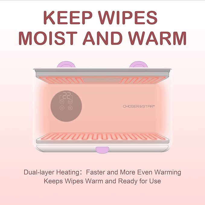 Wipe Warmer for Baby – Cat Ear Baby Wipe Warmer – Dual Layer with Face Mask Heating, 4 Temperature Settings, Upper & Lower Zone Control, Large Capacity, Constant Warmth for Newborn Night Care