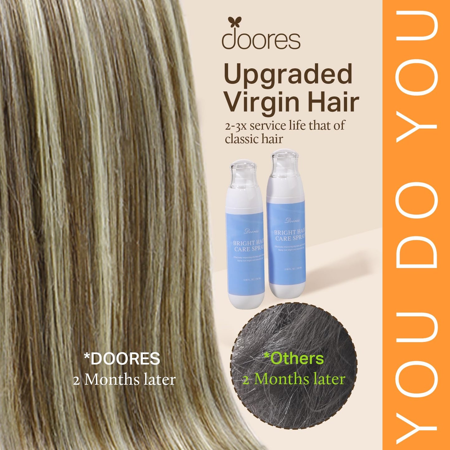 DOORES Clip in Hair Extensions, Light Brown Highlighted Medium Blonde Human Hair Extensions 22 Inch 150g 7pcs, Virgin Hair Exten