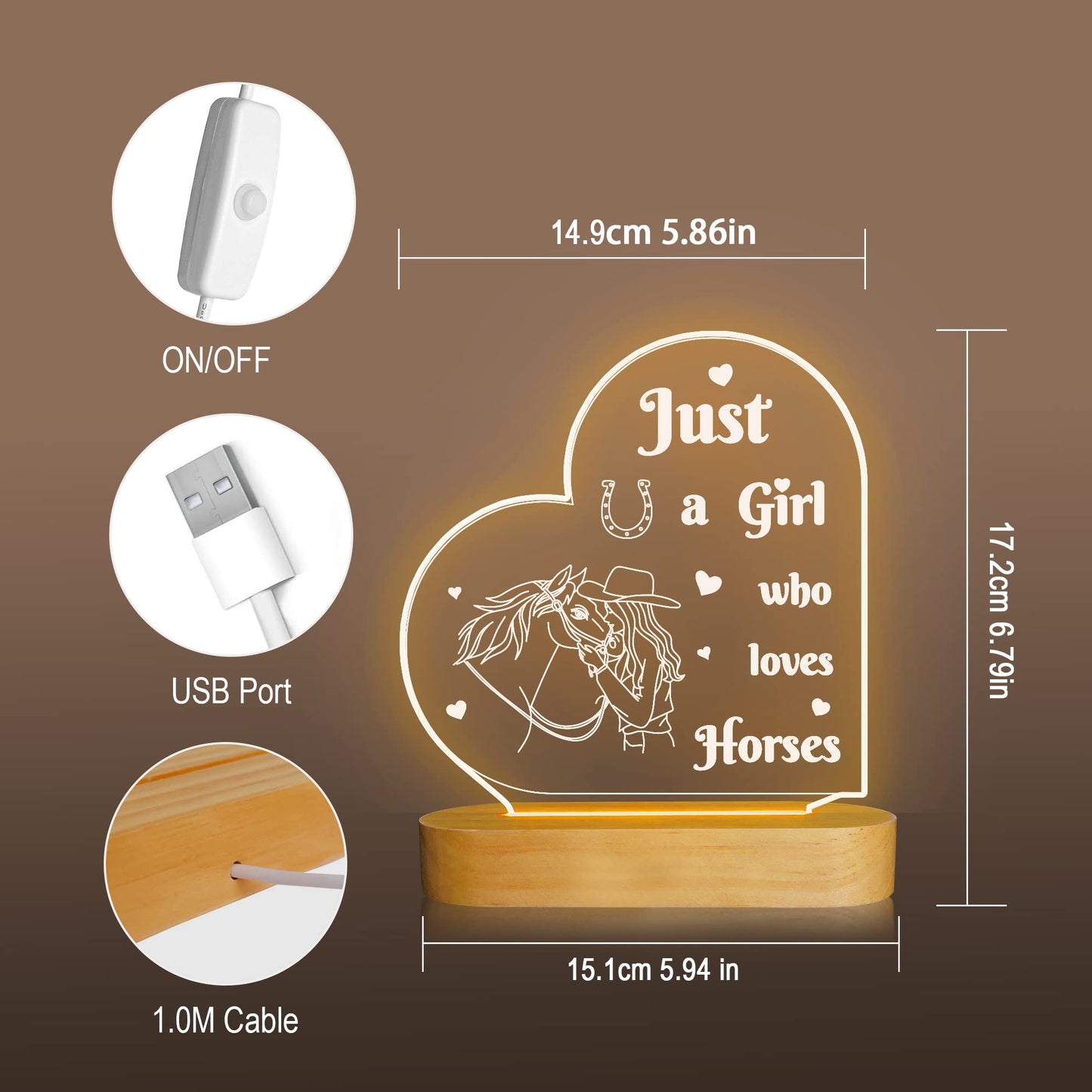 Attivolife Horse Night Light LED Table Lamp, Cute Acrylic Design, Warm White, Ideal for Girls Room Decor, Gift for Horse Lovers