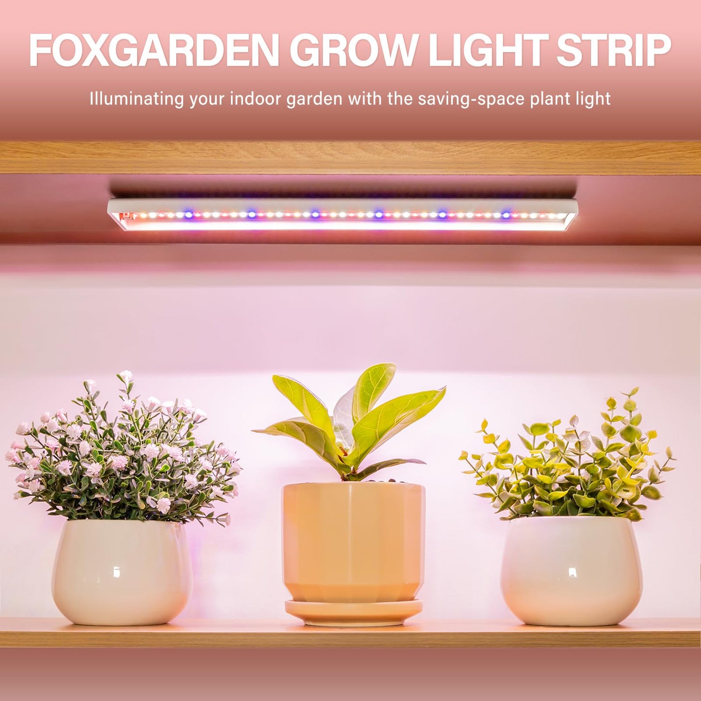 Foxgarden® Grow Light Strip - Full Spectrum 96 Led Indoor Plant Lamp With Auto Timer, 4 Dimmable Brightness, Multi-Colored Plastic, Model 30701