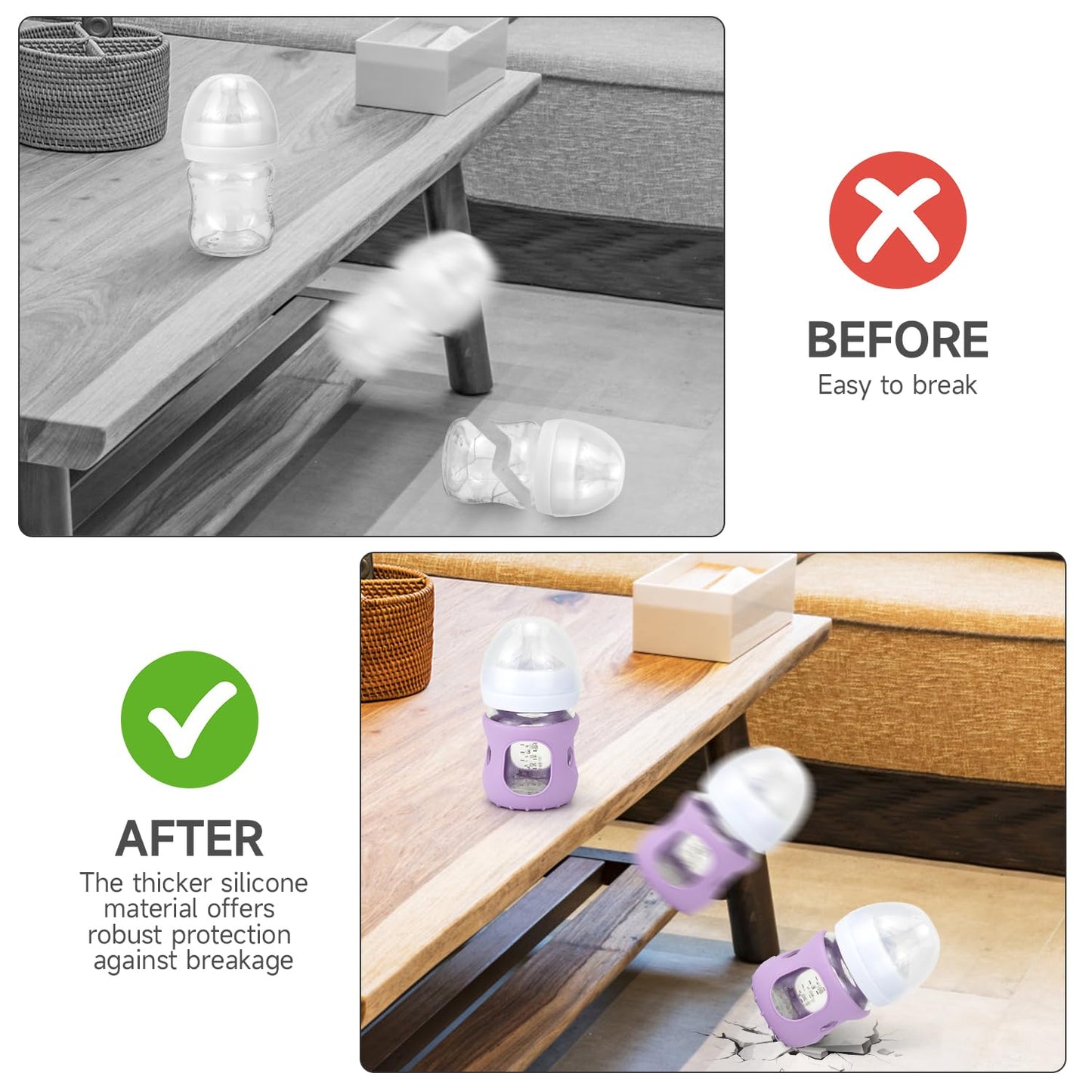 Morlike Silicone Baby Bottle Holder Sleeves Fit for Philips Avent Natural Glass Baby Bottles 4oz, 100% Silicone Baby Bottle Covers for SCY910, Protecting Glass Bottles, Dishwasher Safe (4 Pack)