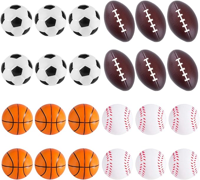 Super Z Outlet Mini Foam Sports Balls 24 Pack for Kids Adults Mini Baseball Football Basketball Soccer Stress Toy Game Par...