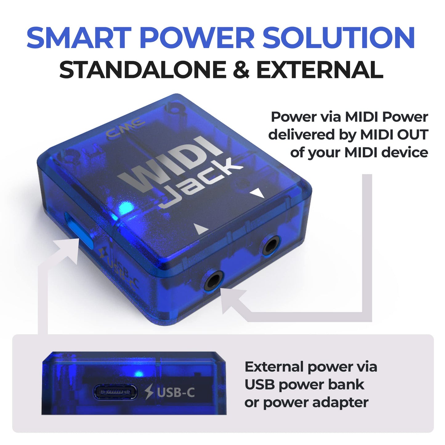 Cme Widi Jack + Din-5 Midi Cable Pack - Bluetooth Midi Interface With 5-Pin Din Midi Cables Included - Works With All Din-5 Midi