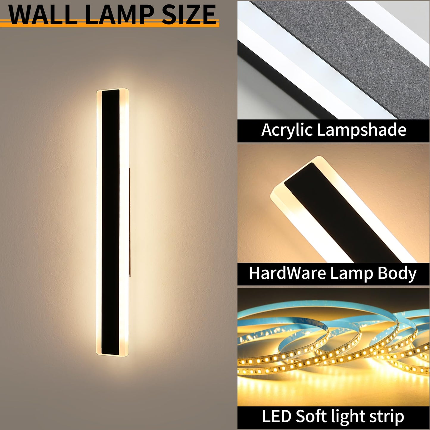 Mikeru 2Pack 47.2Inch Outdoor Wall Light Fixtures  3000K Modern Outdoor Lights Exterior For House Ip65 Waterproof Rust Long Led Wall Light Fixtures Hardwire Wall Mount Exterior Lighting For Garage