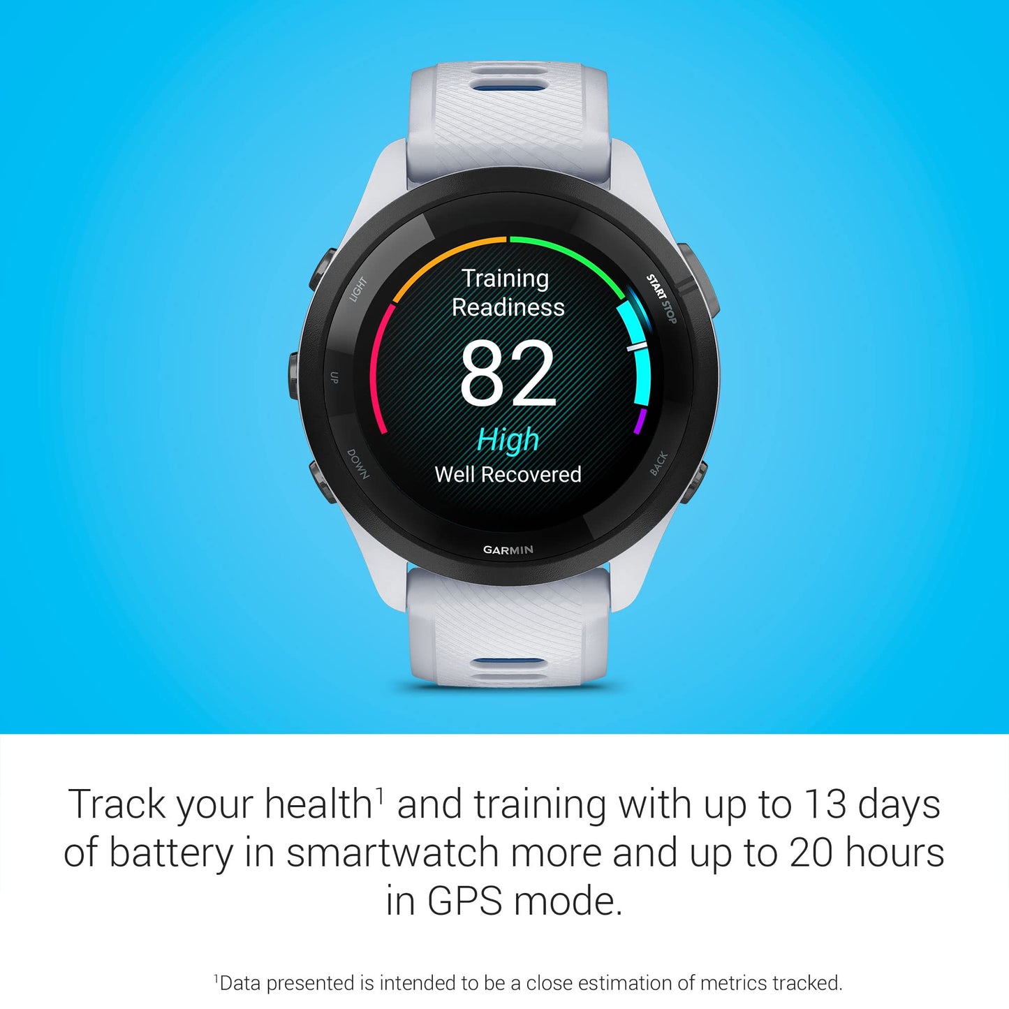 Garmin Forerunner 265 Running Smartwatch, Colorful AMOLED Display, Training Metrics and Recovery Insights, Whitestone and Tidal Blue (Renewed)