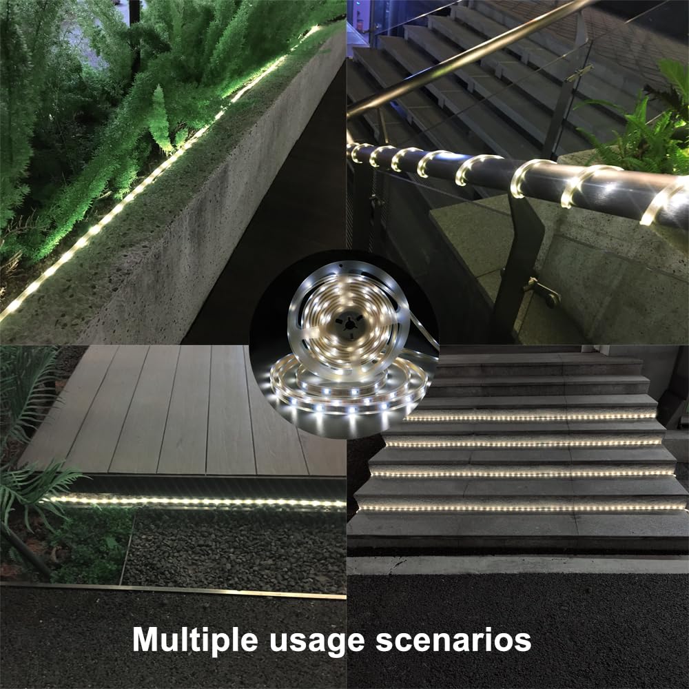 Solar Led Strip Lights Outdoor Waterproof 9.8Ft White Solar Powered Strip Lights With Remote Timer 8 Lighting Modes Ip65 Waterproof Strip Lights For Step Gazebo Balcony Outdoor Bar Garden Decor