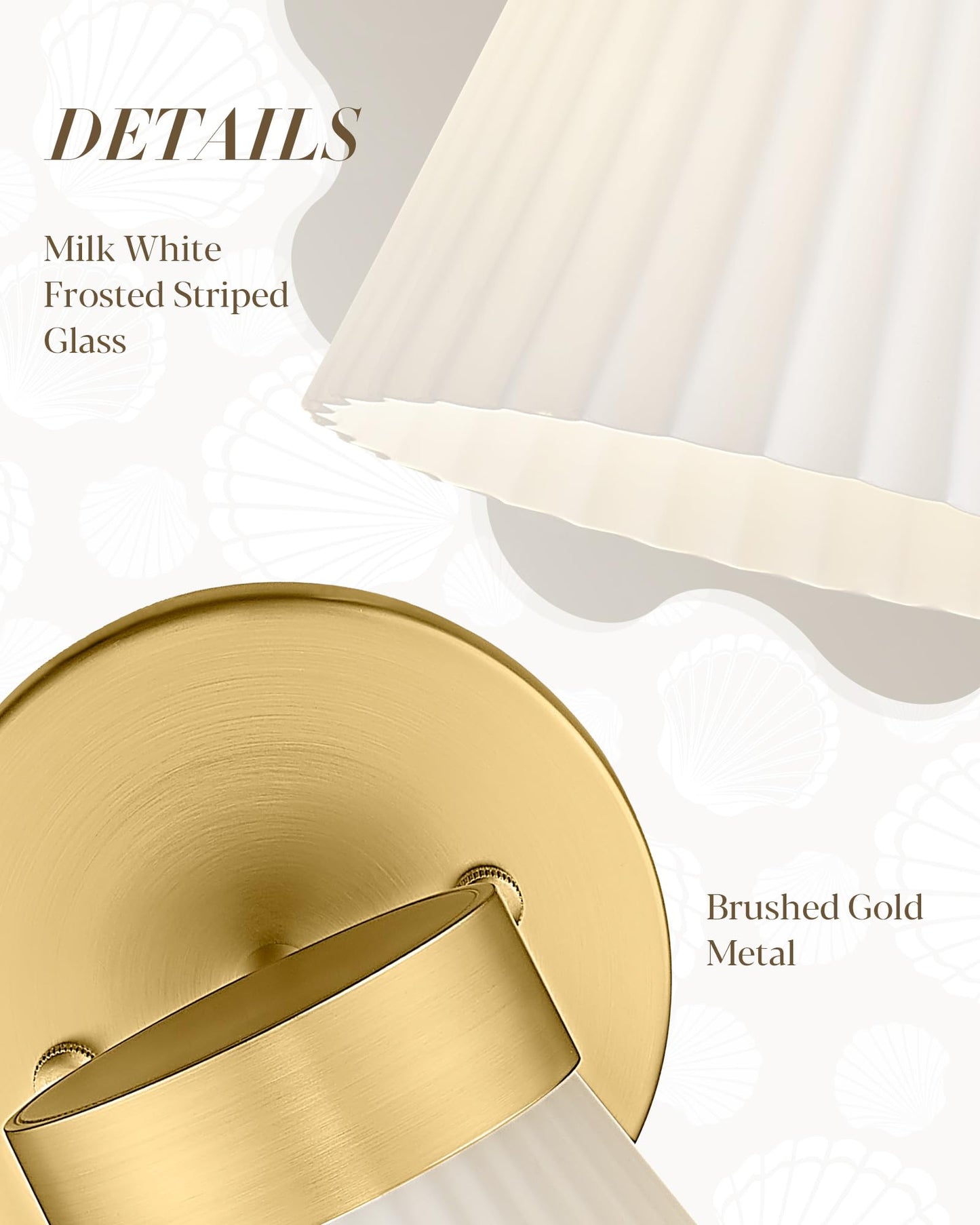 Gold Wall Sconces Set Of Two  Hwh Modern Bathroom Vanity Sconce Wall Lighting Indoor Wall Lamp With Frosted White Striped Glass  5Hzg97B-2Pk Bg
