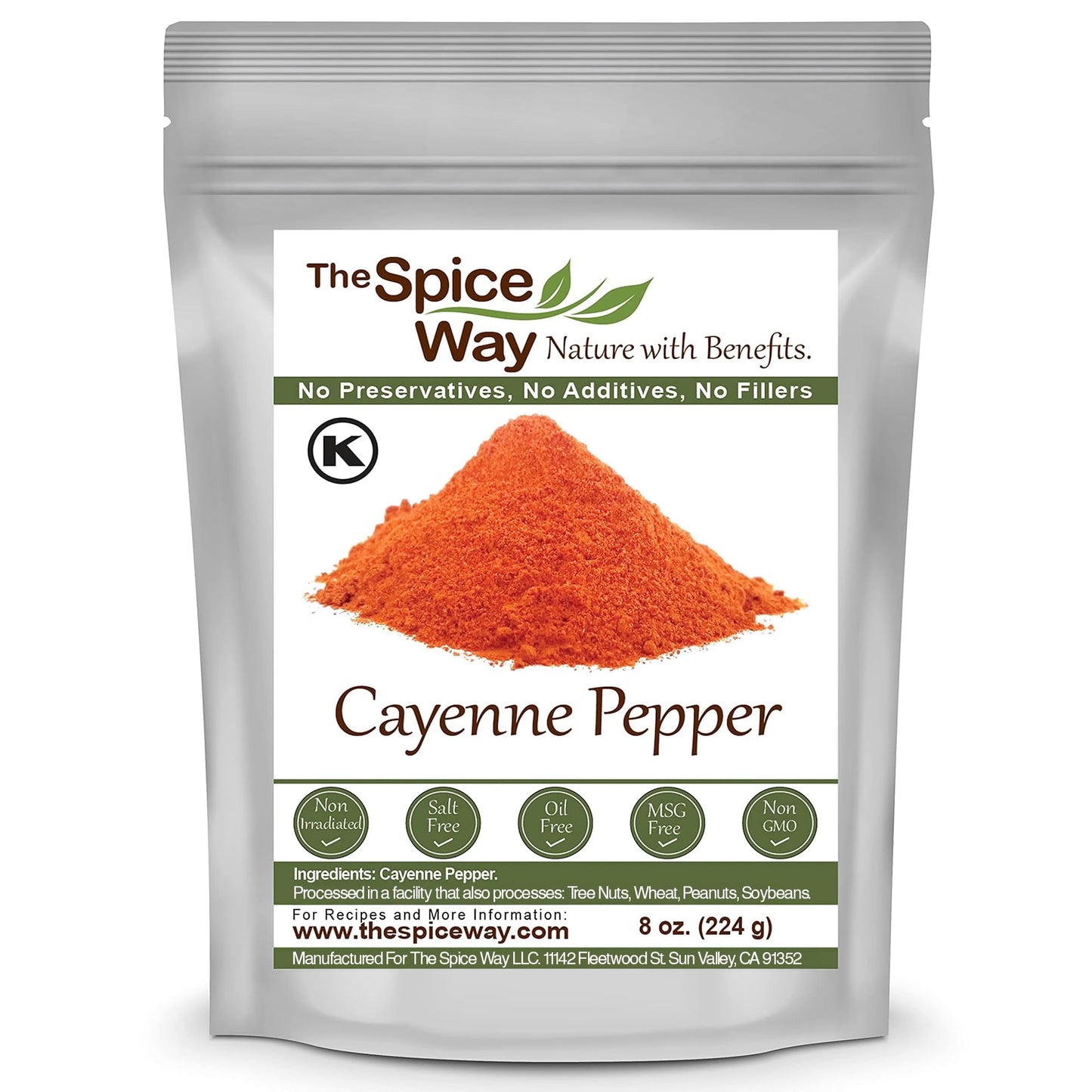 The Spice Way Red Pepper enhanced Cayenne Ground - 8 oz - pure chile powder - Cayenne Powder  No GMO s  Kosher Certified