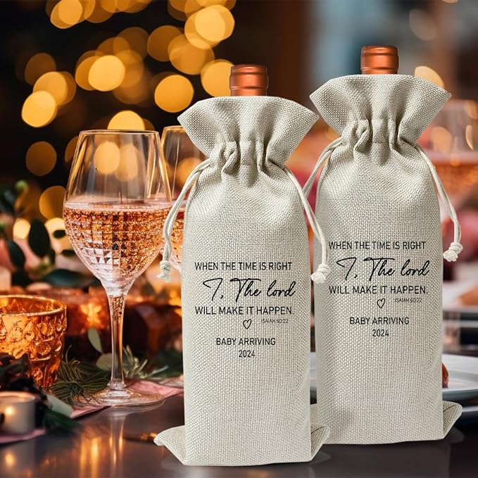 Baby Announcement Wine Gift Bag for New Grandpa Grandma Uncle Aunt 2024, Religious Pregnancy Announcement 2024, Pregnancy Reveal, New Dad Mom Gift 2024, Gender Neutral Baby Announcement, Baby Shower