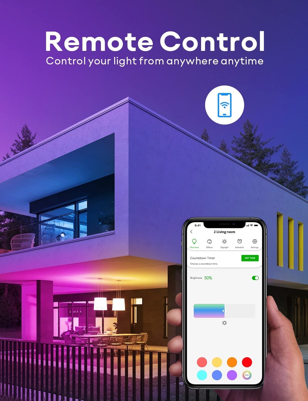 Vocolinc Smart Light Bulb, Rgbw Color Changing, 800 Lumens, Dimmable, Wifi, E26, 1 Pack, White