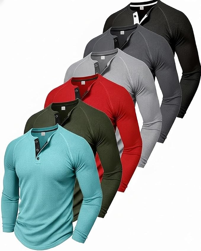 1 Piece Men's Waffle Long Sleeve Shirt, Stylish Thermal Top for Casual & Outdoor Multi-Season Wear