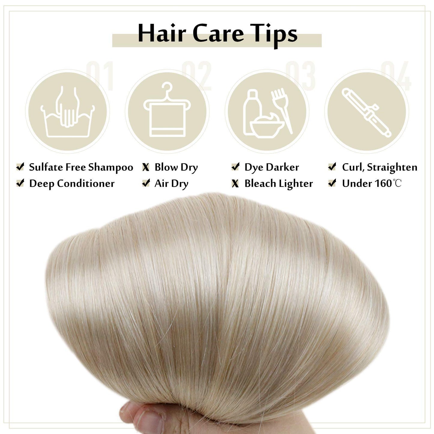 Full Shine Platinum Blonde Hair Extensions Clip ins 14 Inch Blonde Seamless Clip in Hair Extensions Human Hair 7 Pcs 120 G