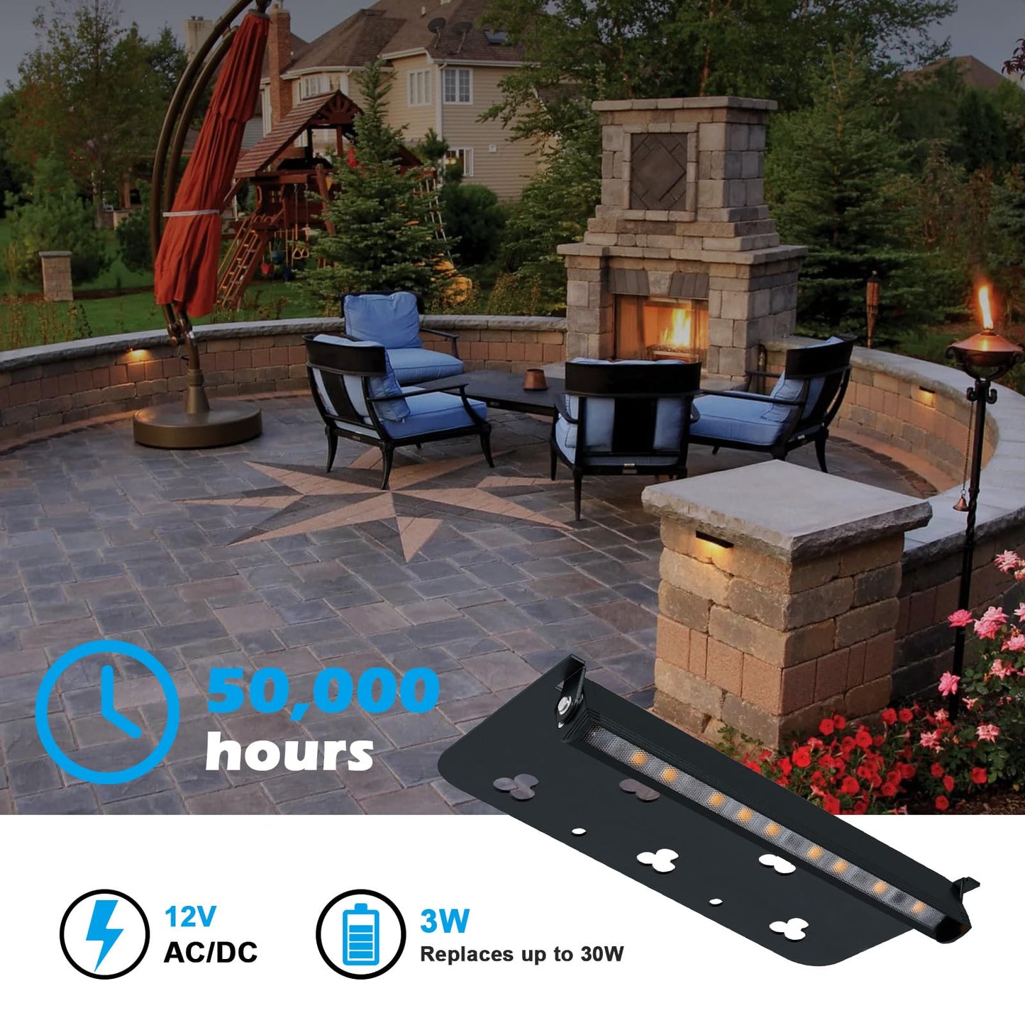 Modern 7Inch 3W Hardscape Lighting 2700K Soft White Retaining Wall Lights 12V Ac/Dc Low Voltage Landscape Paver Lights Ip65 Waterproof Outdoor Step Light 50 000 Hours Lifespan 12 Packs