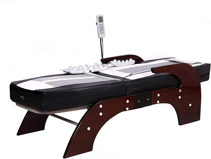 POP RELAX Premium Jade Roller Far Infrared Full Body Massage Bed Table (Black)
