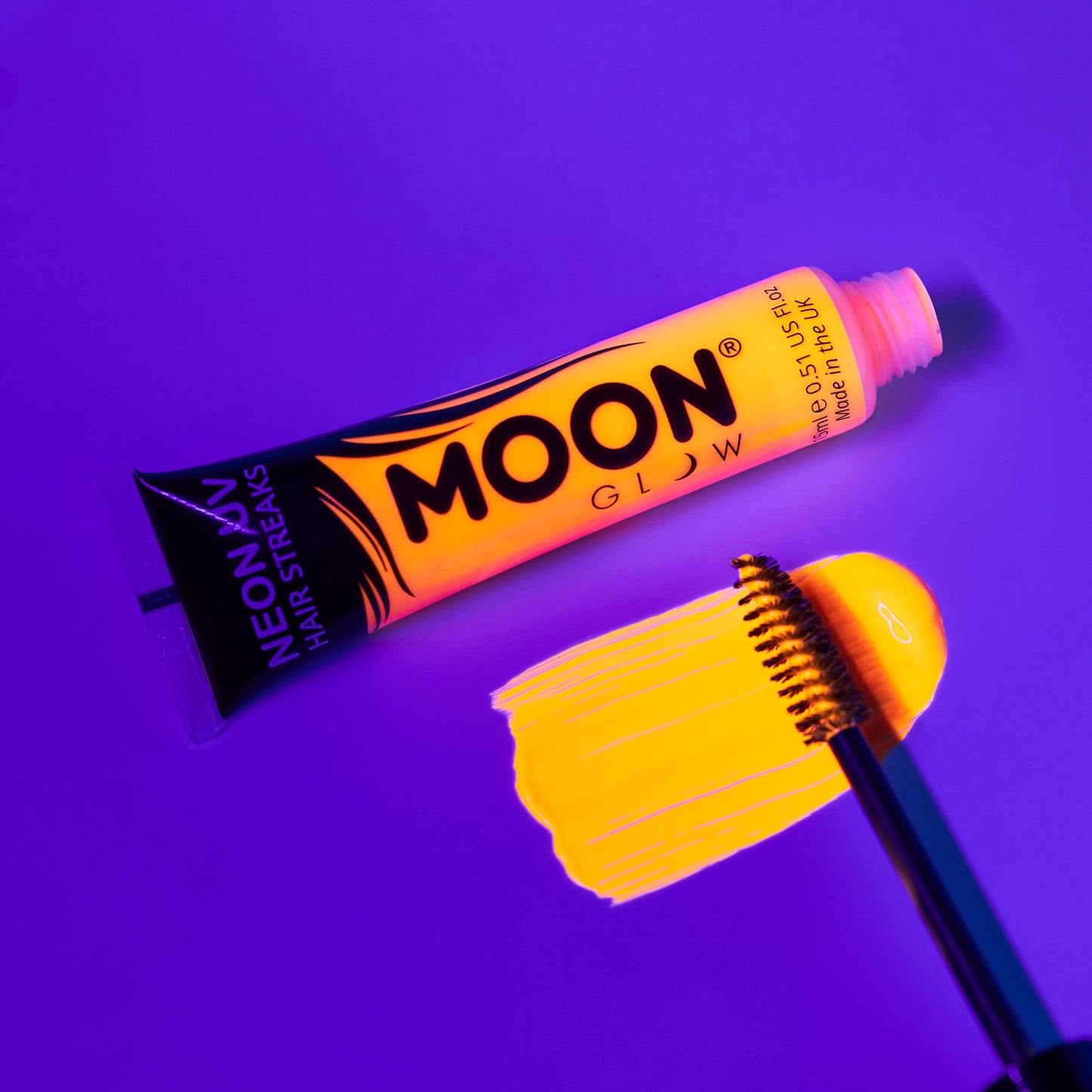 Moon Glow Neon UV Hair Color Streaks | Set of 8 | Hair Mascara - Temporary Wash out Hair Dye | Bright Neon Color, Glows under Bl