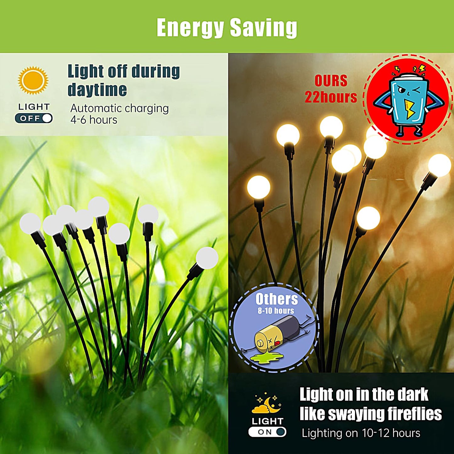 Flumy Solar Garden Lights Outdoor - 8 Pack 64 LED Firefly Lights Waterproof, Garden Decorations for Yard Patio Pathway Lawn Outside, Unique Gifts for Grandma Women, Solar Decor Warm White