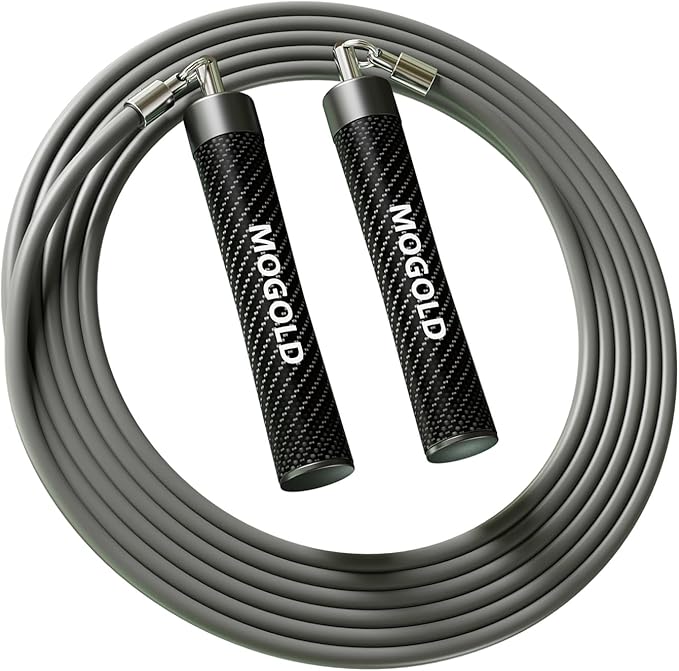 MOGOLD 1lb Weighted Jump Ropes for Women & Men with 1/2 Pound Jump Rope Cable & Thicker Leather Jump Rope Weighted Handle...