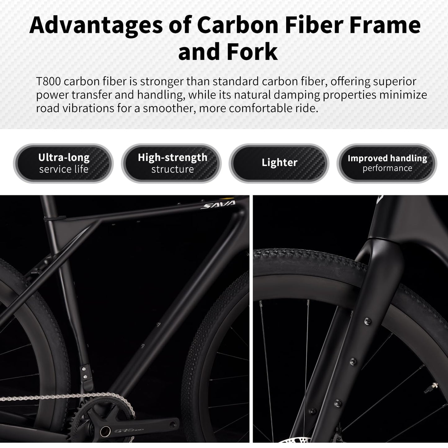 SAVADECK Carbon Gravel Bike - T800 Carbon Frame & Fork | Shimano U6000 11-Speed Groupset | Hydraulic Disc Brakes | 700CX40mm All-Terrain Tires | Men & Women Road/Off-Road Bicycle (Gold, 58cm)