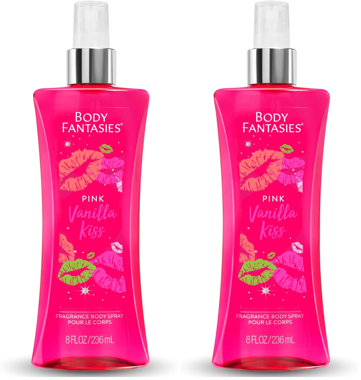 BODY FANTASIES SIGNATURE Fragrance Body Spray, Pink Vanilla Kiss Fantasy, 8 Fluid Ounce (BF44) (Pack of 2)