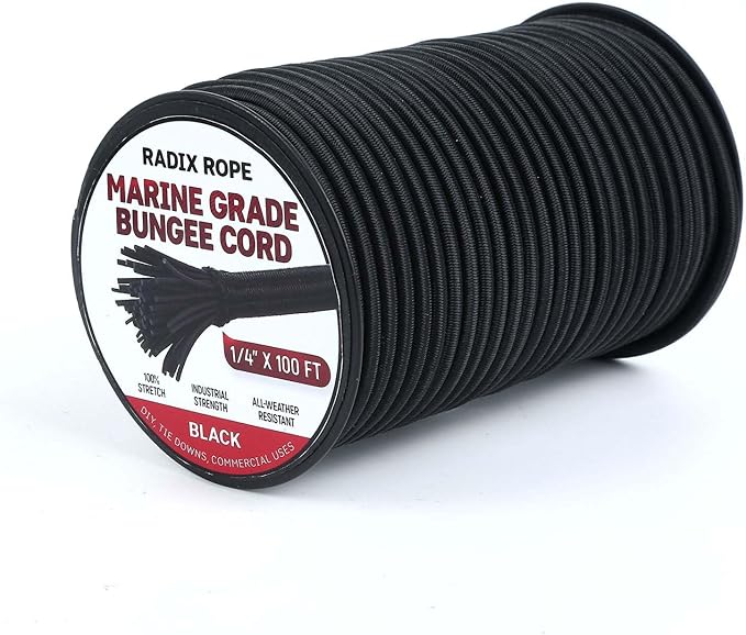 Marine Grade Bungee Cords Heavy Duty Outdoor - Bungee Cord Roll - 100% Stretch Elastic Cord and Absorbent Bungee Shock Cor...
