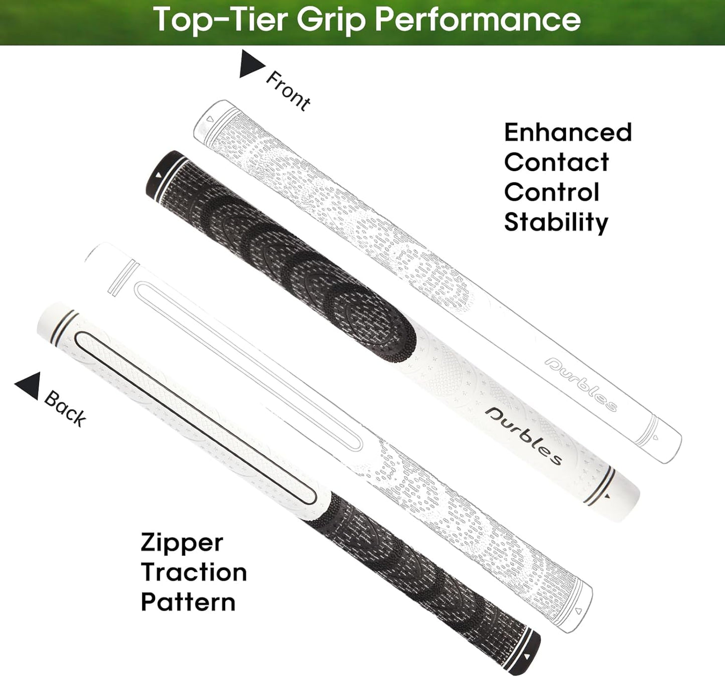 Golf Grips with Regripping Kit – All Weather Multi-Compound Golf Club Grips for Men & Women – Corded Rubber Grip Set – Standard & Midsize Wood and Iron Grip Kit – All Level Golfing Accessories